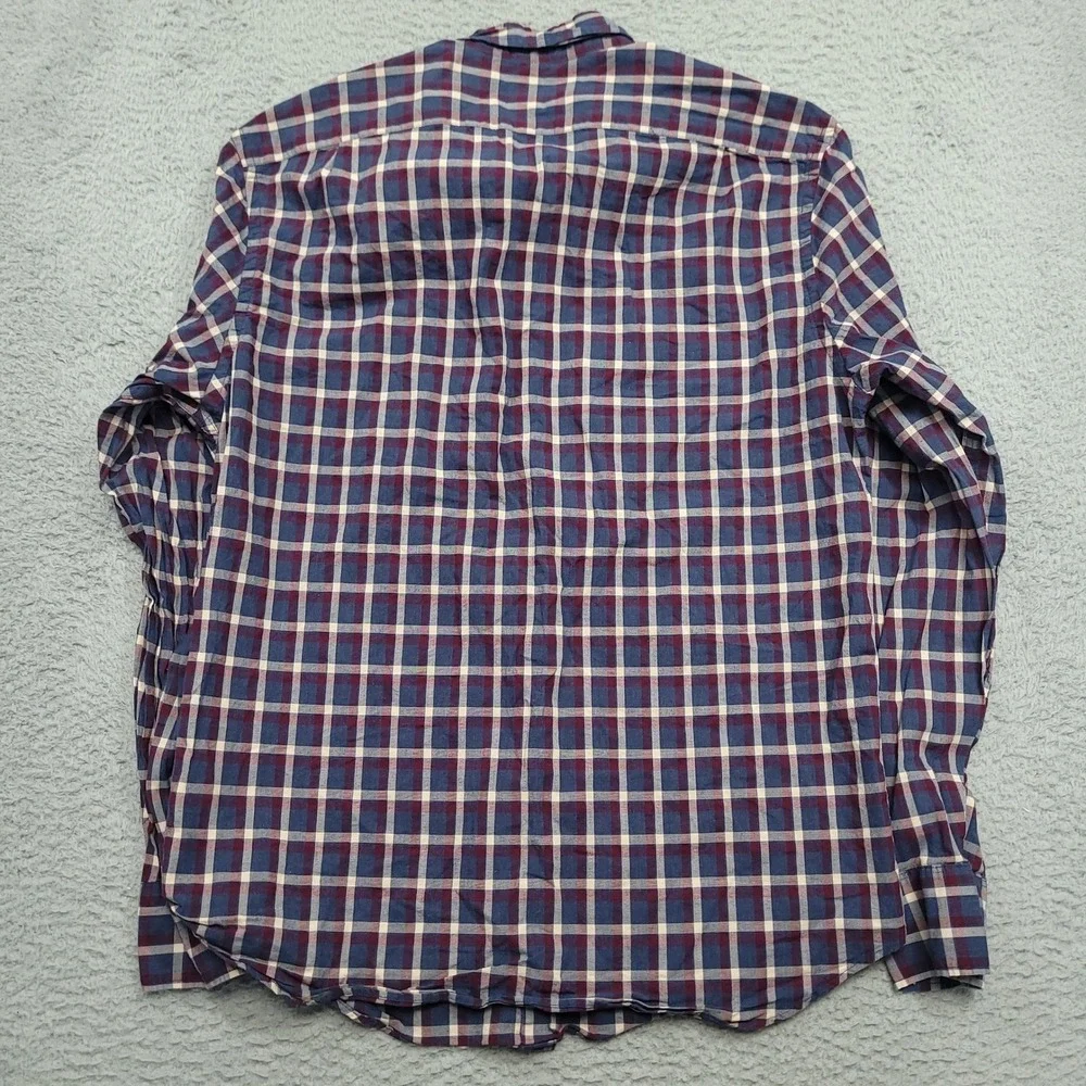 J.Crew Flex Washed Burgundy Plaid Button Up Shirt Mens‎ Medium EUC